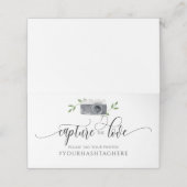 Hochzeitshashtag Signature Calligraphy Wasserfarbk Platzkarte (Außenseite Aufgefaltet)