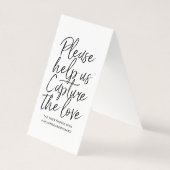 Hochzeitshashtag-Zeichen - Schwarz-Weiß-Buchstaben (Rückseite)