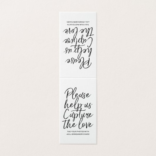 Hochzeitshashtag-Zeichen - Schwarz-Weiß-Buchstaben (Außenseite Aufgefaltet)