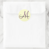 Hochzeitshaube Pflaume-Monogramm-Aufkleber Runder Aufkleber (Tasche)