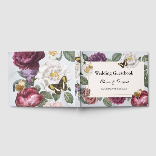 Hochzeitshaus Bloom Butterfly Vintag Gästebuch (Voll)