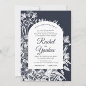 Hochzeitshebräisches Vintages, florales, weißes Ho Einladung (Vorderseite)