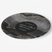 Hochzeitsheim und Gold Glitzer Agate Pappteller (Schrägansicht)