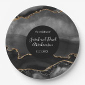 Hochzeitsheim und Gold Glitzer Agate Pappteller (Vorderseite)