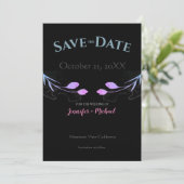 Hochzeitsheirat Minimalistisch Chic Black Floral Save The Date (Stehend Vorderseite)