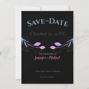 Hochzeitsheirat Minimalistisch Chic Black Floral Save The Date