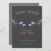 Hochzeitsheirat Minimalistisch Chic Gray Floral Save The Date (Vorne/Hinten)