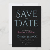 Hochzeitsheirat Minimalistisch Modernes Schwarzes Save The Date (Vorderseite)