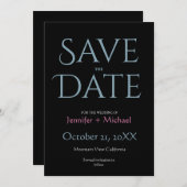 Hochzeitsheirat Minimalistisch Modernes Schwarzes Save The Date (Vorne/Hinten)