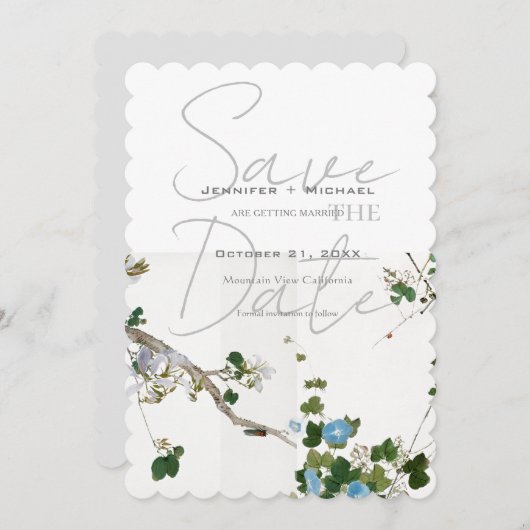 Hochzeitsheirat Minimalistische Kalligrafie Save The Date (Vorne/Hinten)