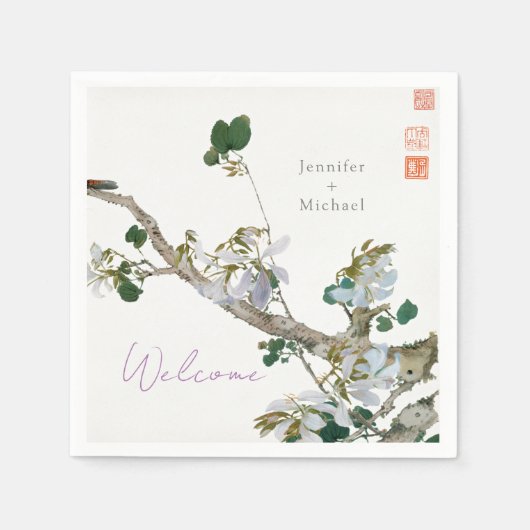 Hochzeitsheirat Minimalistische Kalligrafie Serviette (Vorderseite)