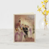 Hochzeitsheiratsbräune PriesterAngeln Karte (Gelbe Blume)