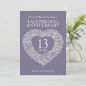 Hochzeitsherz 13 Jahre Party Einladungen (Stehend Vorderseite)