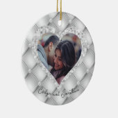 Hochzeitsherz Foto White & Silver Diamonds Keramik Ornament (Rechts)