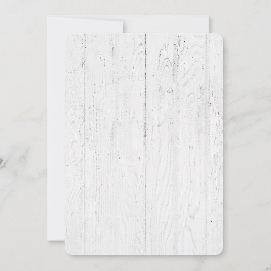 Hochzeitsherz mit türkisfarbenem Band auf Holz Einladung (Rückseite)