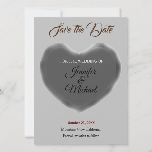 Hochzeitsherz Modernes Minimalistisches Schlicht Save The Date (Vorderseite)