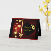 Hochzeitsherzen Golden Rings Glückwunschs Karte (Gelbe Blume)