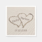 Hochzeitsherzen in Beach Sand Serviette (Vorderseite)