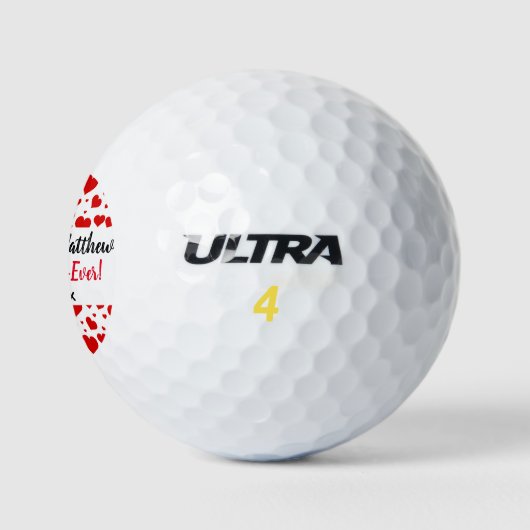 Hochzeitsherzen Liebe Rote schwarze Typografie Gef Golfball (Logo)