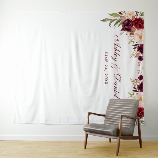 Hochzeitshintergrund Foto Stand Prop Burgundy Flor Wandteppich (Beispiel (Horizontal))