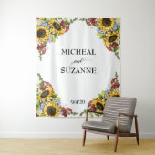 Hochzeitshintergrund Sonnenblume Burgund Blume Wandteppich (Beispiel)