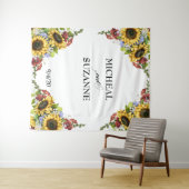 Hochzeitshintergrund Sonnenblume Burgund Blume Wandteppich (Beispiel (Horizontal))