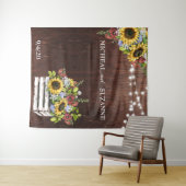 Hochzeitshintergrund Sonnenblume Mason Jar Burgund Wandteppich (Beispiel (Horizontal))