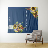 Hochzeitshintergrund Sonnenblume Mason Jar Burgund Wandteppich (Beispiel (Horizontal))