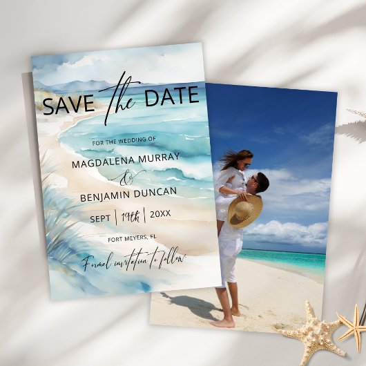 Hochzeitshochzeit-Foto "Blaue Küste" Save The Date
