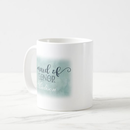Hochzeitshochzeit-Trauzeugin Navy Blue Aqua Waterc Kaffeetasse (Vorderseite Links)