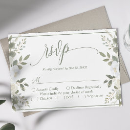 Hochzeitshochzeit von Elfenbein und Sage Script RSVP Karte