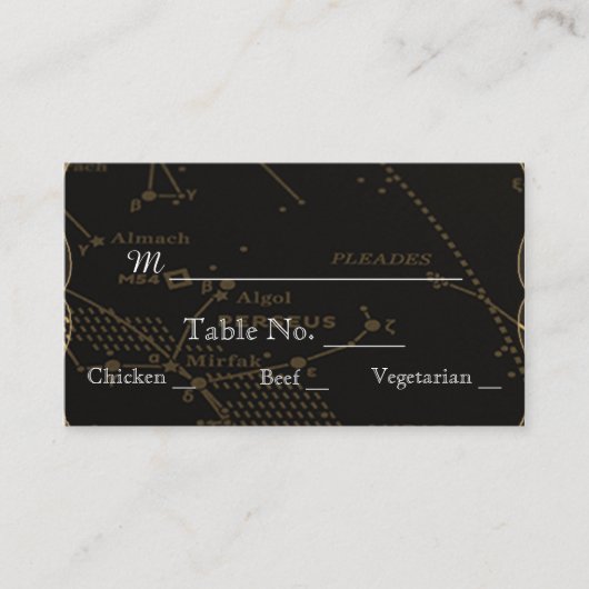 Hochzeitshochzeiten in Gold und Schwarz-Konstellat Platzkarte (Vorderseite)
