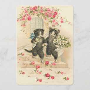 Hochzeitshochzeits Kätzchen im Vintage-Stil Einladung