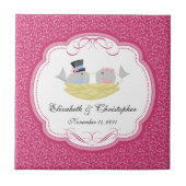 Hochzeitshöfe Vögel Keepake Tiles Pink Fliese (Vorderseite)