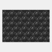 Hochzeitshöhe und Herz-Charme Silber, Schwarz Geschenkpapier Set (Vorderseite)