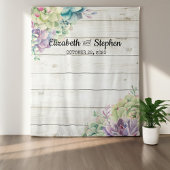 Hochzeitsholz - Foto-Kulisse Sukkulentes rustikale Wandteppich
