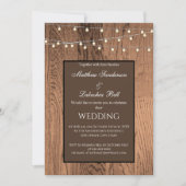 Hochzeitsholz Rustikale Feenleuchten Einladung (Vorderseite)