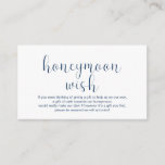 Hochzeitshoneymoon-Wunsch, Minimal, Navy Blue Schr Begleitkarte<br><div class="desc">Das ist die Wunschkarte für Hochzeitshoneymoon,  in modernem minimalistischem Design,  in Navy Blue Schriftart. Sie können die Farben des Schriftartes ändern und Ihre Hochzeitsdetails in den entsprechenden Schriftart / Schrift hinzufügen.#TeeshaDerrick</div>