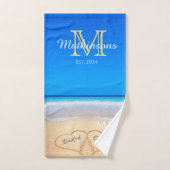 Hochzeitshöre in Sand Family Monogram, Groom Mr. Badhandtuch Set (Handtuch)