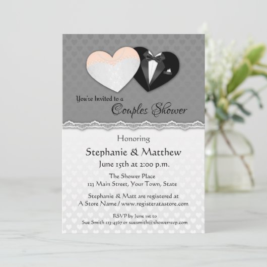 Hochzeitshörer, Graudusche Einladung (Stehend Vorderseite)