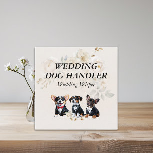 Hochzeitshunde Handler Beige Blume Quadratische Visitenkarte