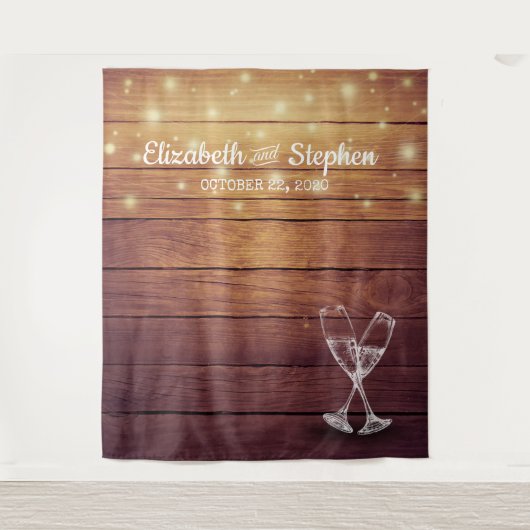 Hochzeitshütte mit Foto-Kellerhintergrund Champagn Wandteppich (Vorderseite)