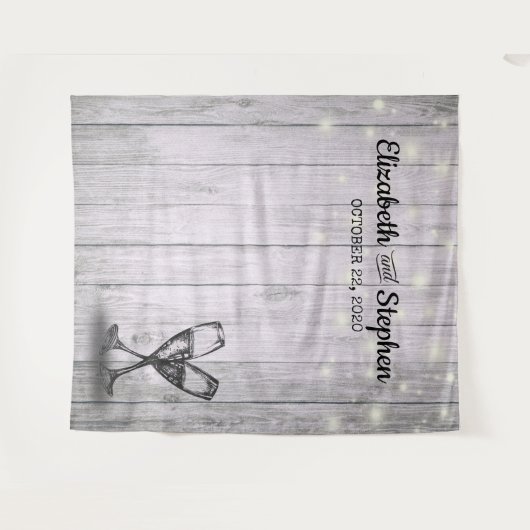 Hochzeitshütte mit Foto-Kellerhintergrund Champagn Wandteppich (Vorderseite (Horizontal))