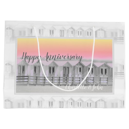 Hochzeitshütten am Sonnenuntergang Geschenktasche Große Geschenktüte (Rückseite)