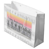 Hochzeitshütten am Sonnenuntergang Geschenktasche Große Geschenktüte (Vorderseite Schrägansicht)