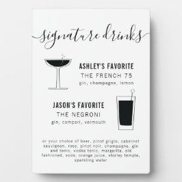 Hochzeitsignatur Drink Cocktail mit Retro-Brille Fotoplatte