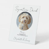 Hochzeitsignatur Trinkhund Foto Sockelschild (Vorderseite)
