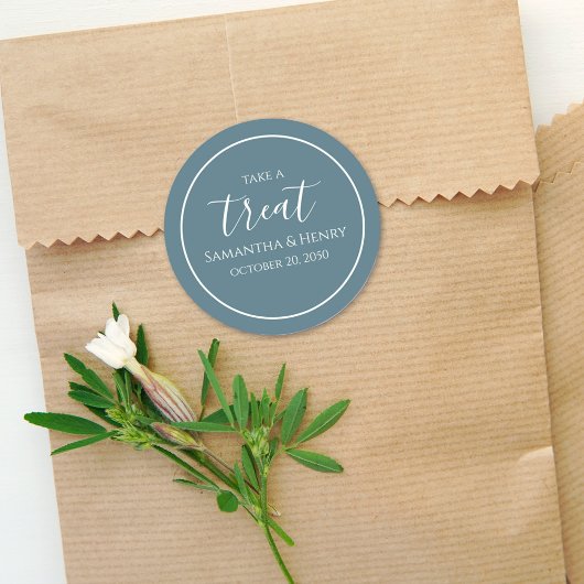 Hochzeitsimples Blue Calligraphy Script-Leckerei Runder Aufkleber