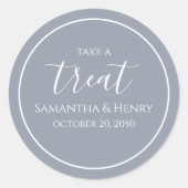 Hochzeitsimples Dusty Blue Calligraphy Script-Leck Runder Aufkleber (Vorderseite)