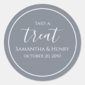 Hochzeitsimples Dusty Blue Calligraphy Script-Leck Runder Aufkleber (Vorderseite)